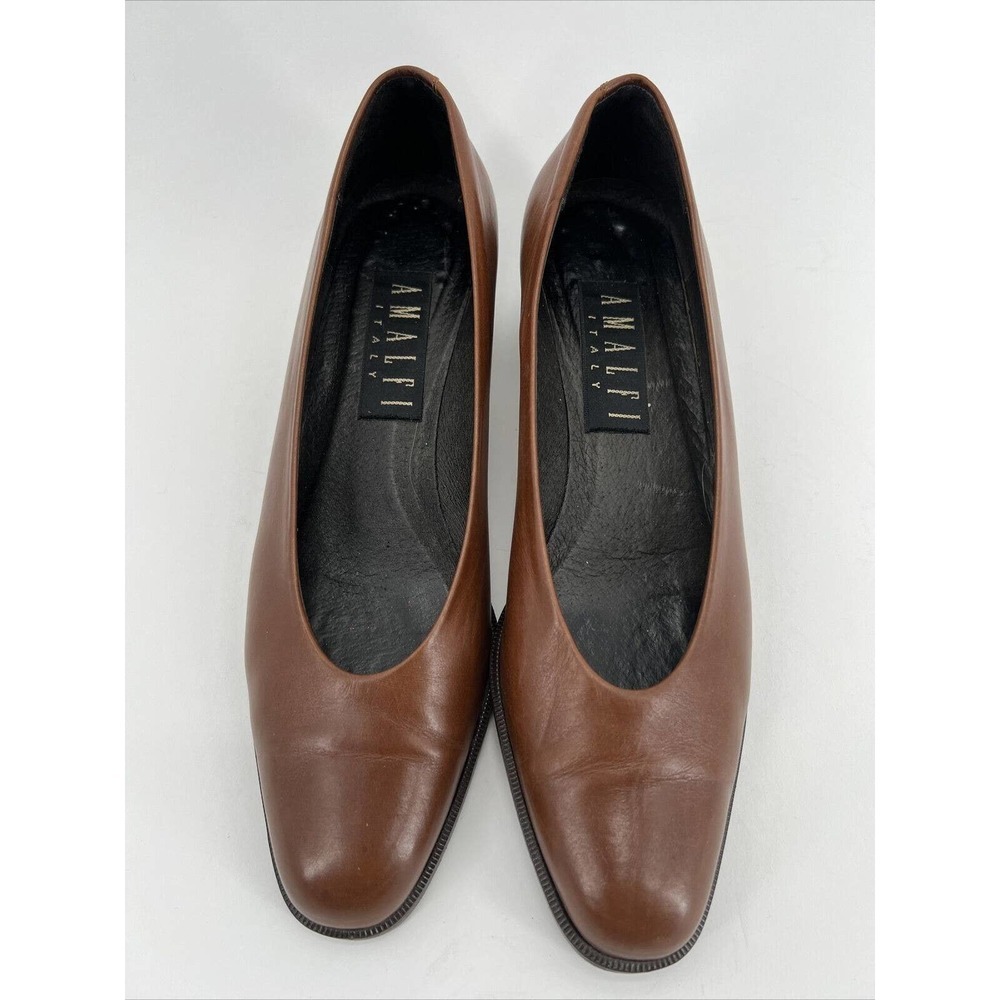 AMALFI Italy Womens Slip On Shoes Brown Leather Size 8 1/2 AAAA EUC